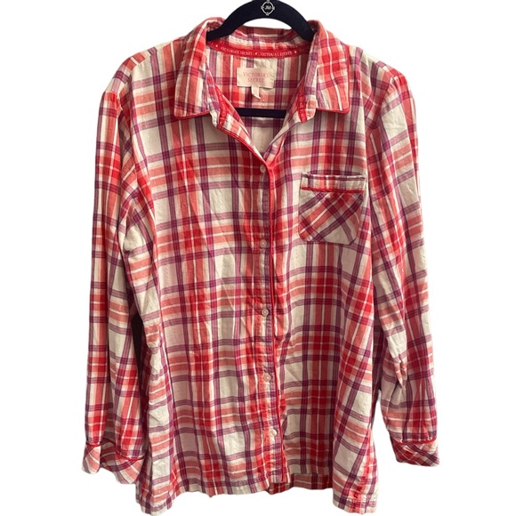 Victoria's Secret Other - XL Victoria’s Secret Pajama Top, Red & White‎ plaid, Top only